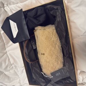 Saint Laurent Cream Shearling Handbag